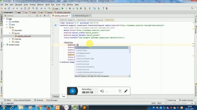 How to create simple app in android studio