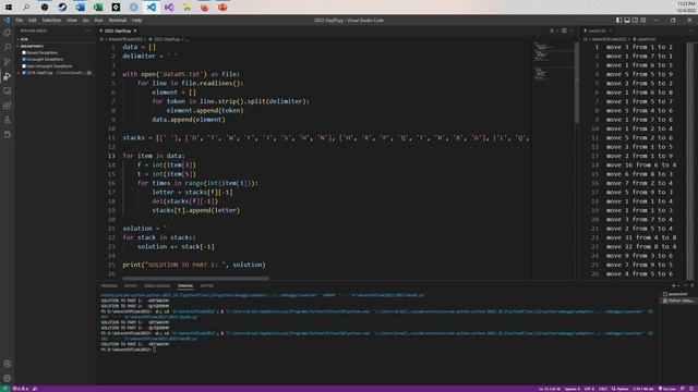 Python Solution - Advent of Code 2022 - Day 05 - Supply Stacks