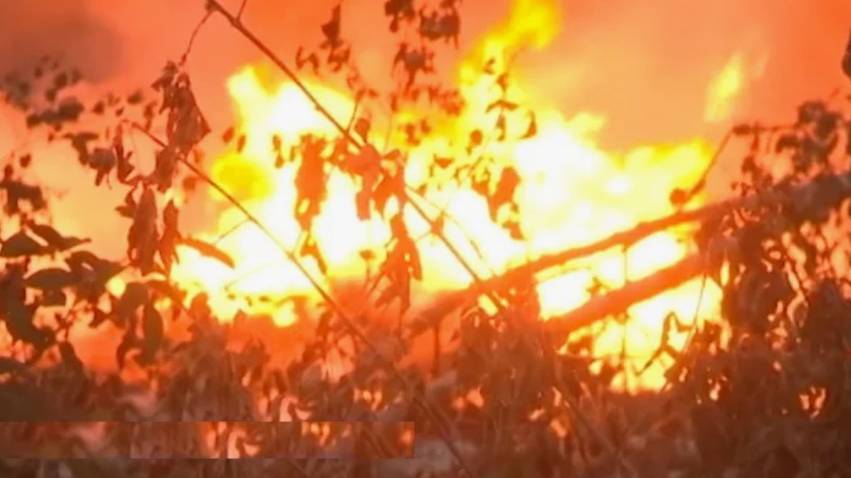 Огнеборцы  тушат пожары,  угрожающие частным домам,  в двух округах Ставрополья