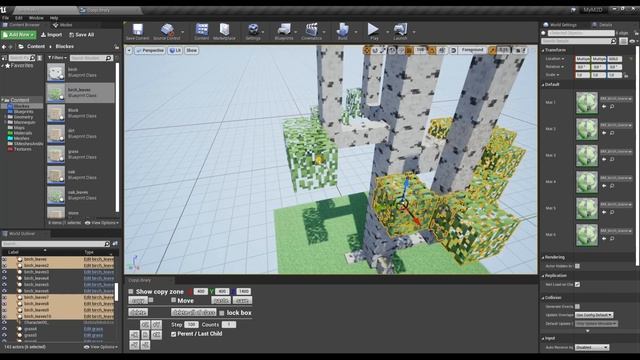 Unusual Minecraft birch in Unreal engine 4