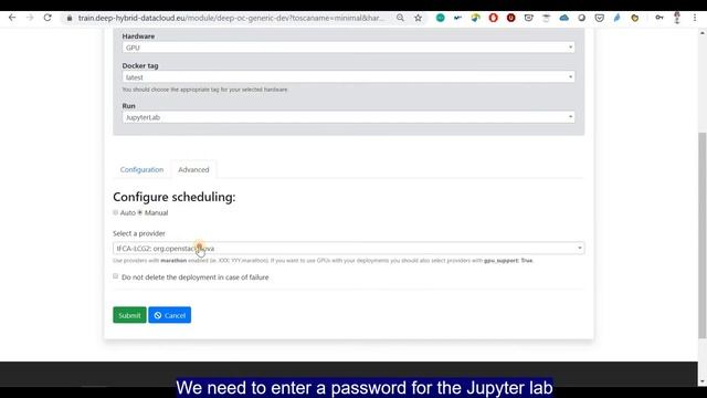 Deploying the DEEP development module (JupyterLab)