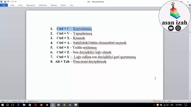 Ən lazımlı klaviatura qısayolları. Asan İzah.
