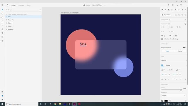[2021] How to Make Glass Morphism Effect Adobe XD tutorial