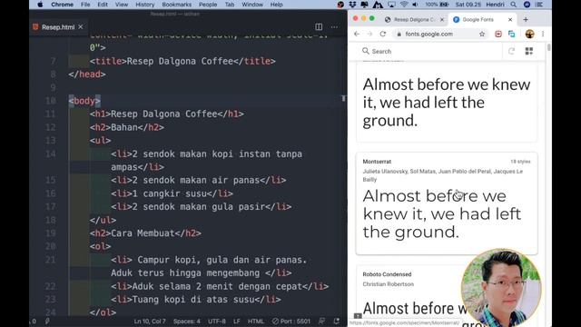 CSS GOOGLE FONT DENGAN VS CODE ! BELAJAR HTML5 DAN CSS3 EP. 2