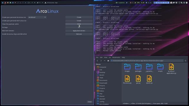 ArcoLinux : 3502 ArcoLinux App 29 - clean cache - get nemesis - backups - fllow dark/light theme