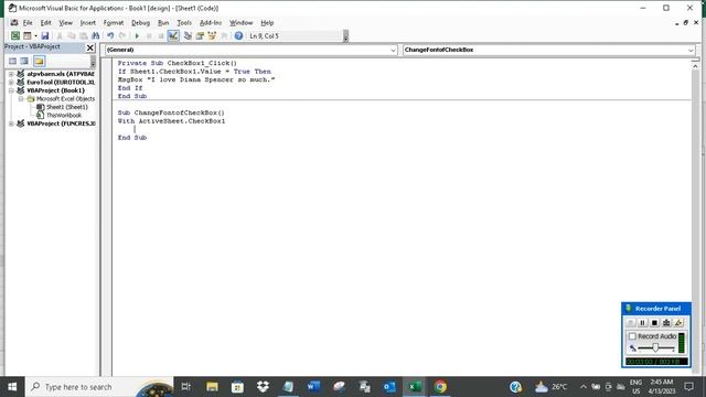 Change the font of checkbox ActiveX in Excel VBA