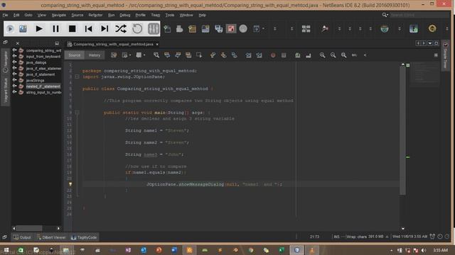 java tutorial 8 comparing string with with equal method