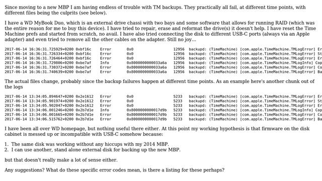 Apple: Consistent TM errors (-36 and -8062) when trying to backup to an external drive
