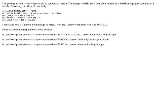 Wordpress: HTTP Error when trying to upload image