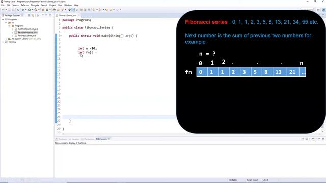 Java Program to Find Fibonacci series using Arrays