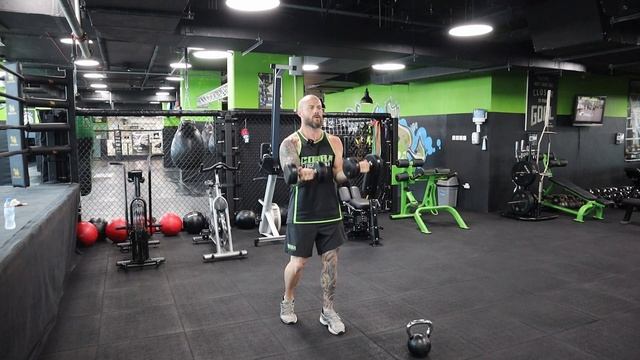 30 day Fitness program DAY 19,  Pull with biceps, Back & Traps with only Kettlebells and Dumbells