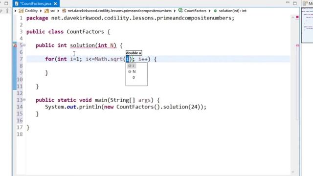 Codility CountFactors Java solution
