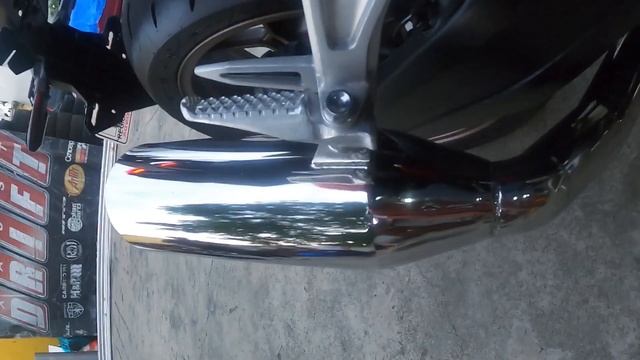 Headerback exhaust system on a 2023 Honda CB 650R