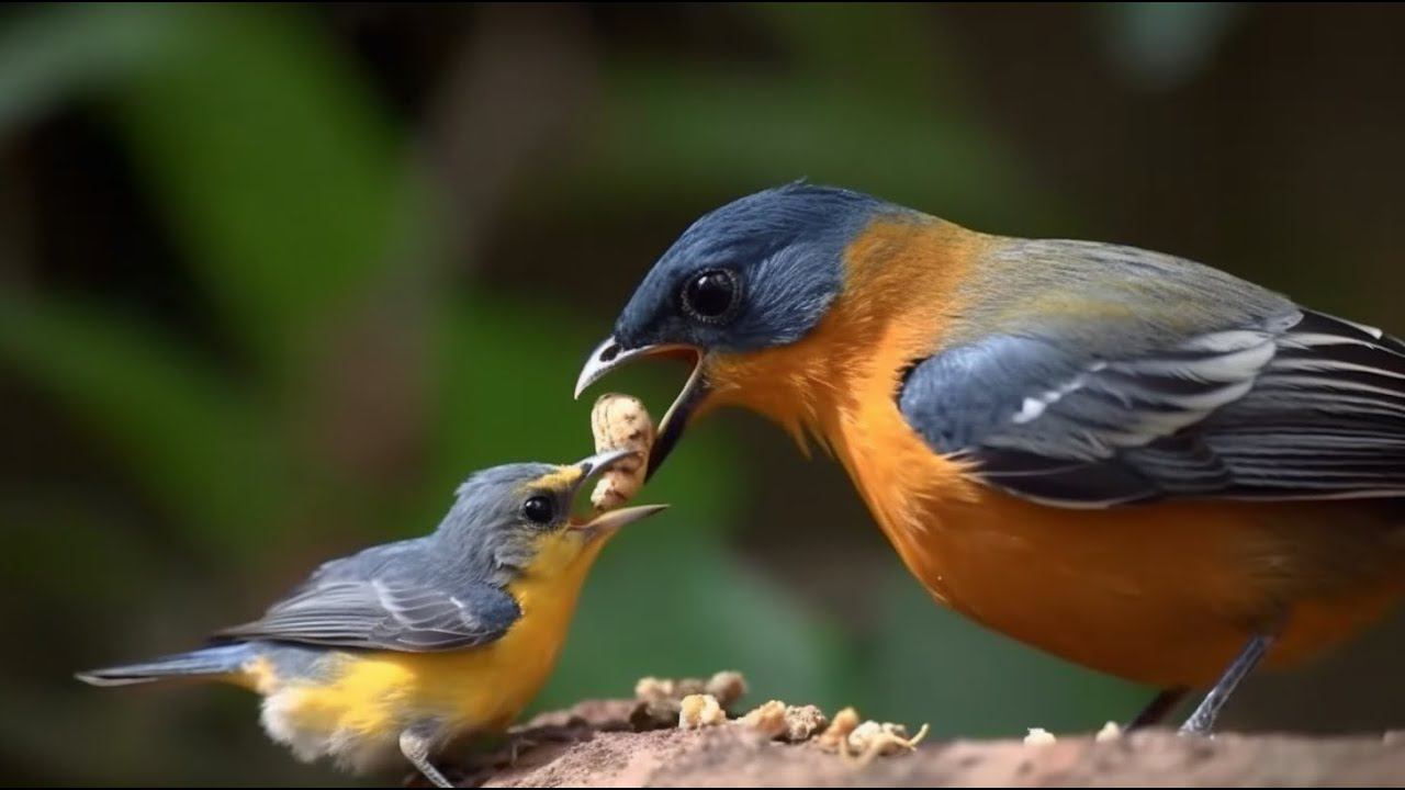 Nikon Coolpix B600. Feeding the chick. Кормление птенца