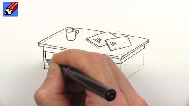 How To Draw A Coffee Table Real Easy - Easy Step By Step - Spoken Instructions