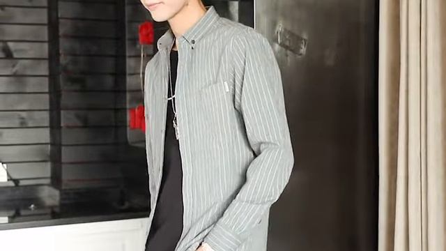 Повседневная мужская рубашка в полоску camisa social masculina с длинным рукавом на пуговицах