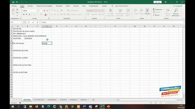 07 Diseño de una factura de venta en Excel 01