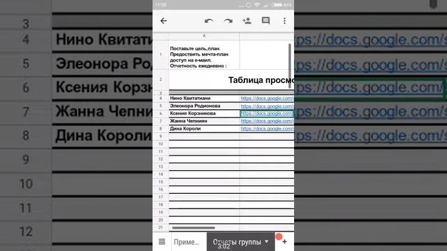 Дать доступ к таблице гугл