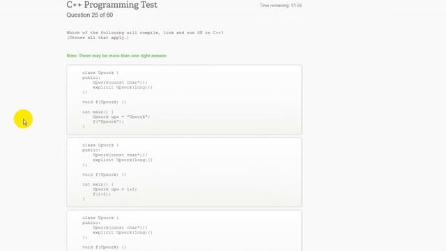Upwork C++ Programming Test Questions