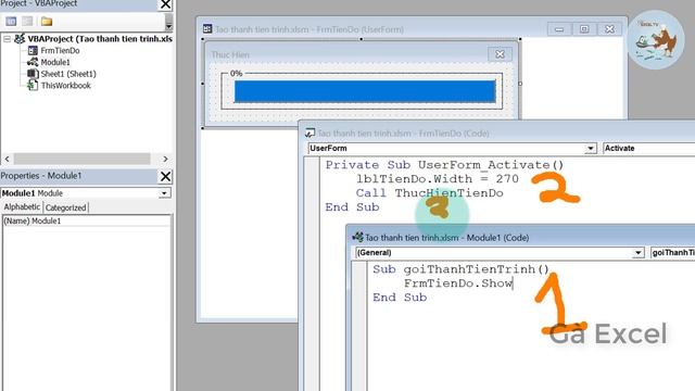 Cách tạo thanh progress bar bằng Userform trong Excel