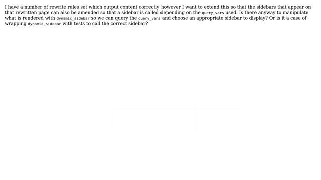 Wordpress: Change Sidebar for rewritten page