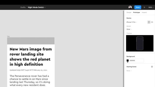 How To Prototype An App Dark Mode Switch Interaction in under 8 MINS!!! Using Figma