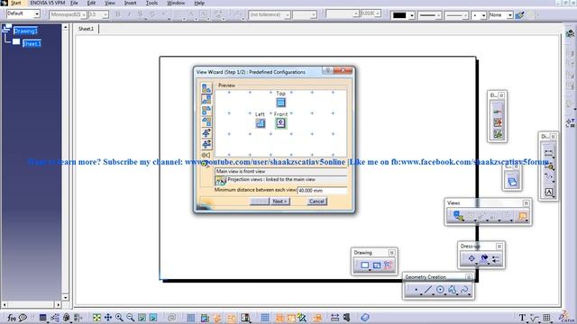 Catia V5 Drafting|Automatic View Creation Wizard|Views Link & Clear Preview|Beginner's Tutorials