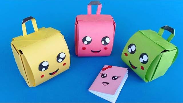 How to make a paper School Bag | DIY origami crafts | Easy Origami step by step / DIY BACK TO SCHOOL