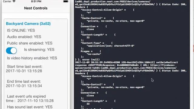 Nest API for camera