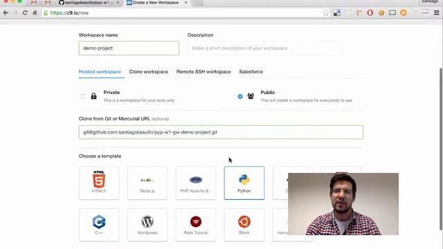 7 - Cloning the repo and creating the C9 workspace