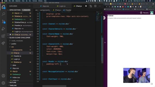 ? DAY 3: The 5 Day ReactJS Challenge | Let's Build a Slack Clone with REACT JS Part 2