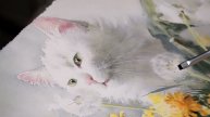 Мастер-класс по акварели «Одуванчик и белая кошка»