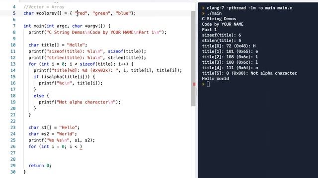 C Prog Skills Using Replit: Lesson 9: Part 2: C String Skills
