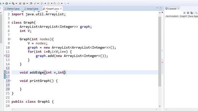 How to implement a graph in Java using ArrayList