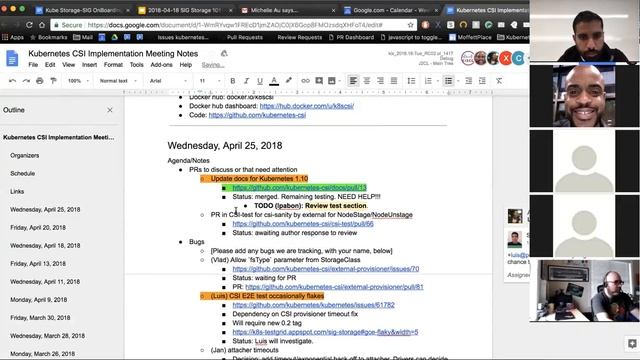 Kubernetes SIG Storage - CSI Implementation Workgroup 20180425