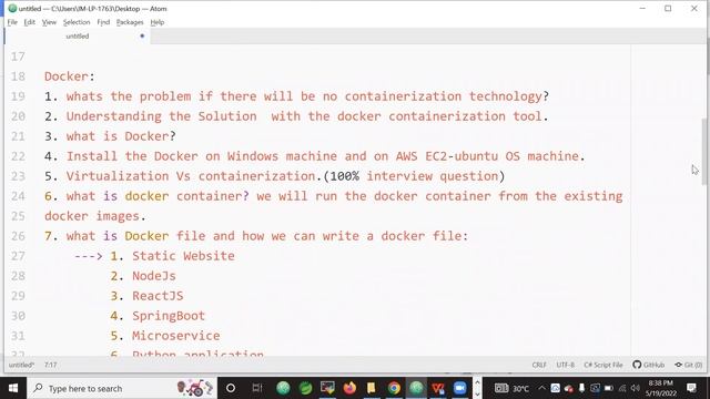 DOCKER & KUBERNETES tutorials || Demo - 1 || by Mr. Narsi On 19-05-2022 @8PM IST