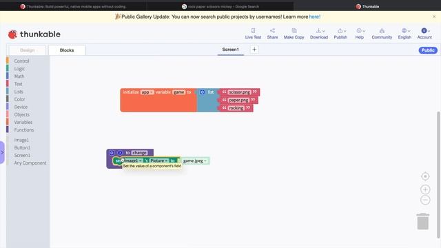 Make Rock Paper Scissor App (With No Coding) | Beginner Thunkable Tutorial