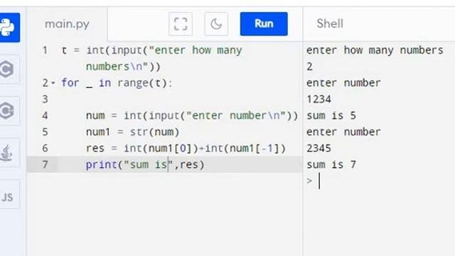 sum of first and last digit  python