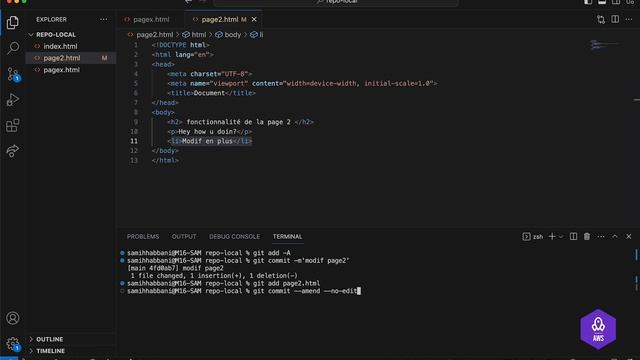 (23/27) - Ajouter une modification au dernier commit avant un push avec Git