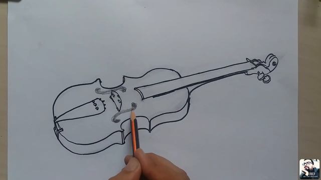 How to draw a violin easy step by step/ pencil drawing