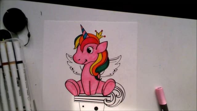 Sitting Unicorn 23 (on Strathmore Paper With NORA! & SONNET Markers)