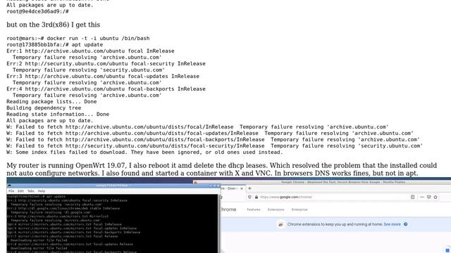 Unix & Linux: DNS on apt not working inside docker containers, others work