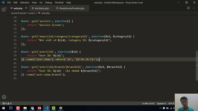 Route where trong Laravel