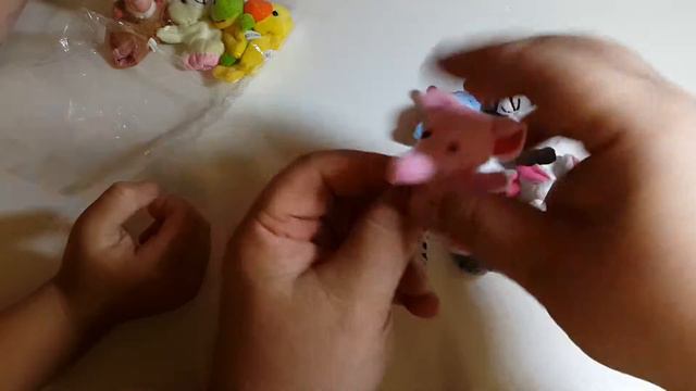 Посылка из Китая мягкие игрушки животные на палец для кукольного спектакля плюшевые игрушки