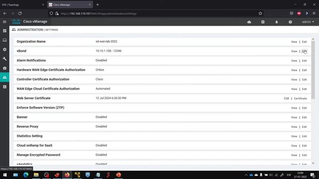 Cisco SD-WAN: 09 vManage como local CA
