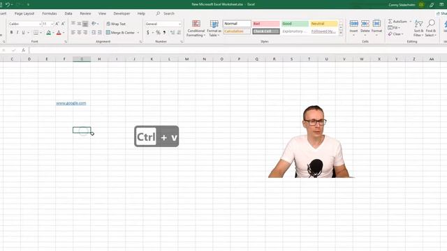 How to insert hyperlink in Excel with the shortcut Ctrl+K
