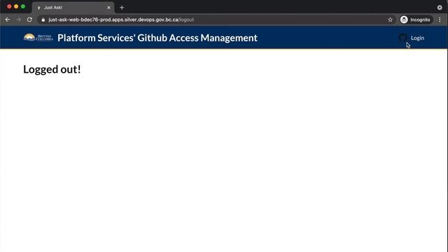 Using Just Ask! to gain access into the BCGov or BCDevops Github Organizations