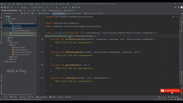 How to Implement Alphabetic order RecyclerView using Kotlin | Android | Kotlin | Make it Easy
