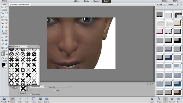 Photoshop Elements  --  Custom shapes cookie cutter loading tutorial
