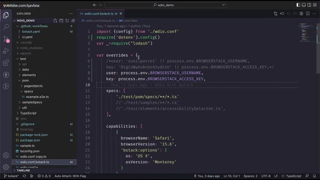 Maintaining secrets/credentials locally and in git repo for githubActions | browserStack